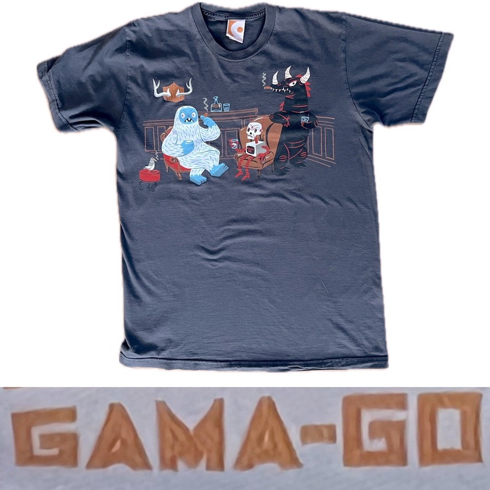 🚬🥃Smoking & Drinking Yeti / Dragon / Skeleton Robot / Pigeon Gama-Go Te-Shirt